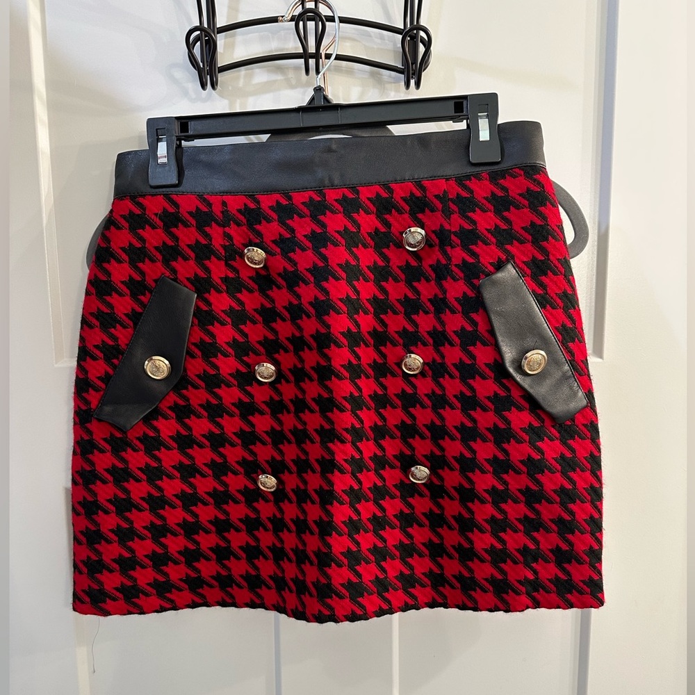 Red & Black Checkered Mini Skirt